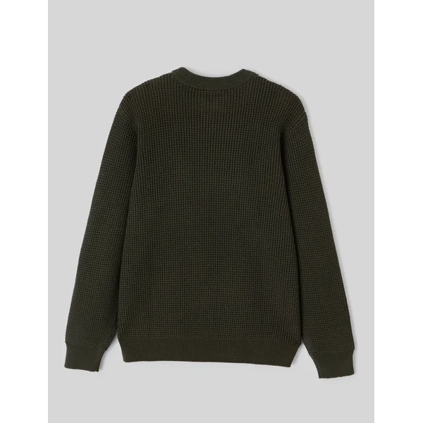 Pull col rond matière fantaisie Kaki foncé