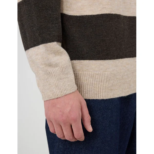 Pull col rond maxi rayures Marron foncée