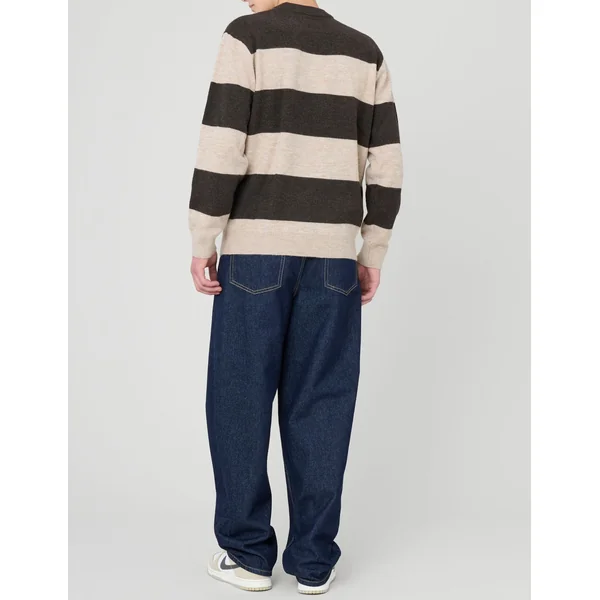 Pull col rond maxi rayures Marron foncée