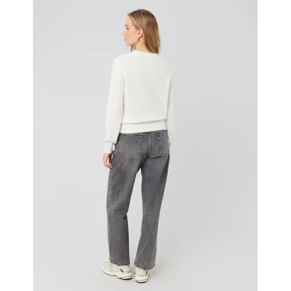 Pull col rond premium Blanc écru