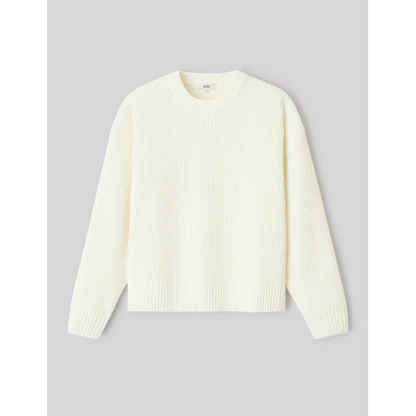 Pull col rond uni Blanc écru