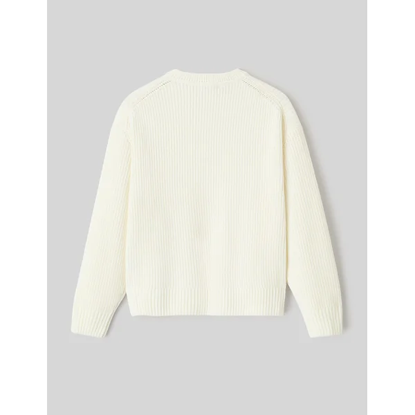 Pull col rond uni Blanc écru
