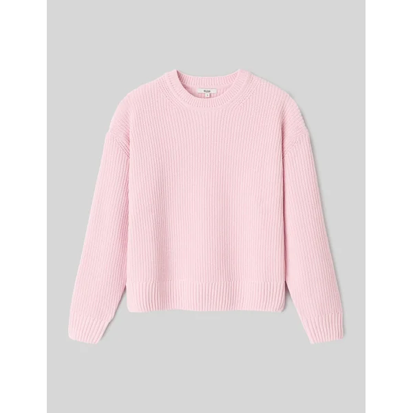Pull col rond uni Rose pâle