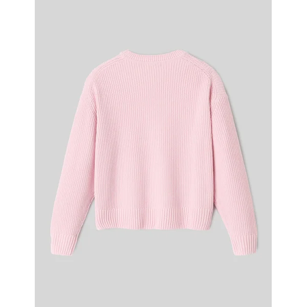 Pull col rond uni Rose pâle