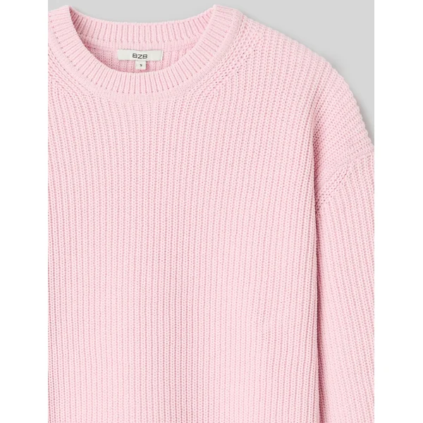 Pull col rond uni Rose pâle