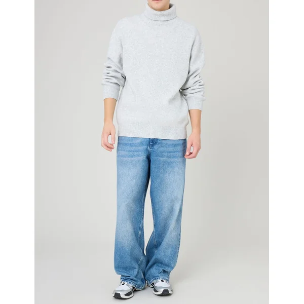 Pull col roulé Gris clair