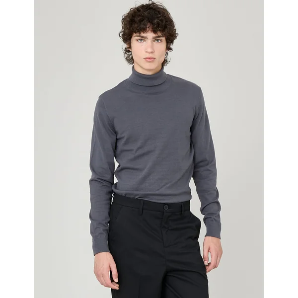 Pull col roulé Gris foncé