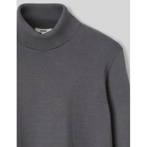 Pull col roulé Gris foncé
