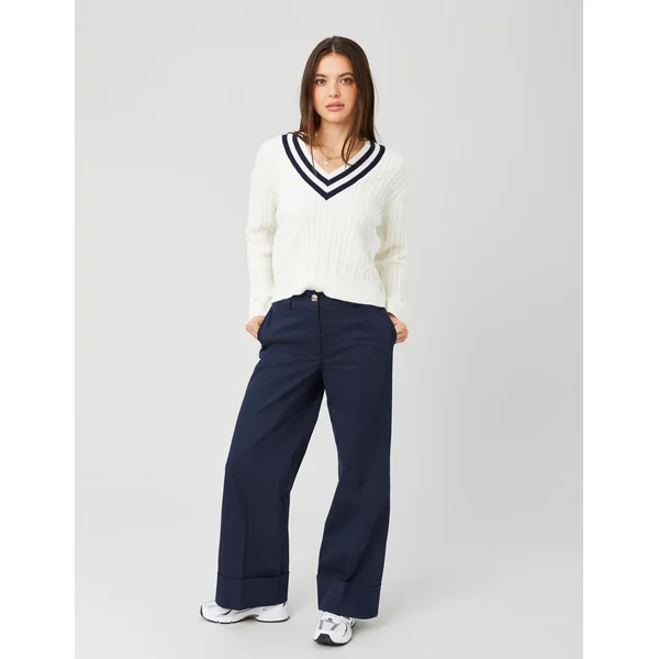 Pull col V Blanc écru