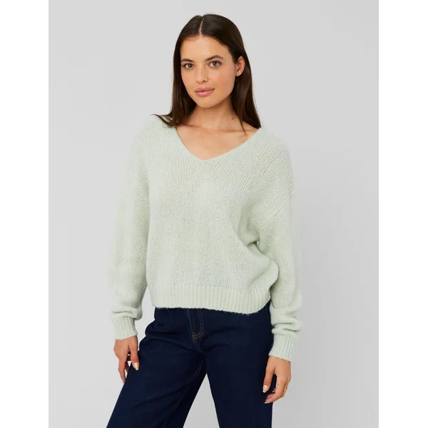 Pull col V Vert clair