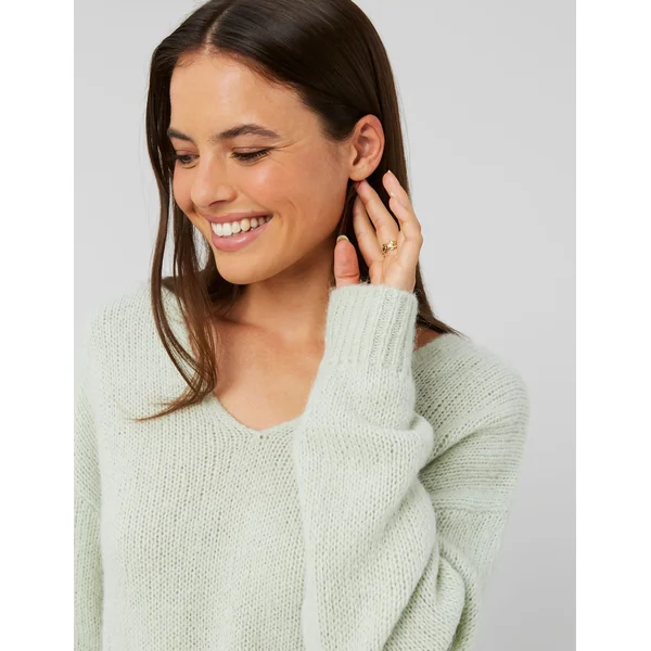 Pull col V Vert clair