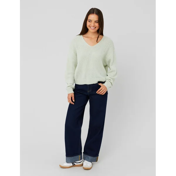 Pull col V Vert clair