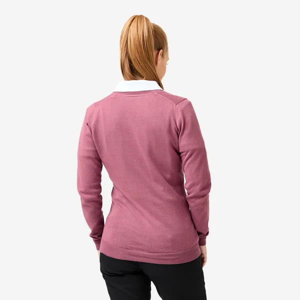 Pull de golf 100% coton col V femme, MW100 violet grisé