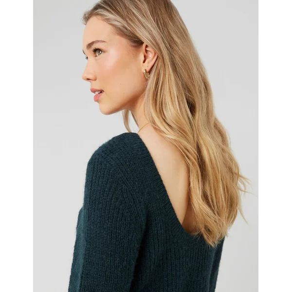 Pull dos nu premium Vert sapin
