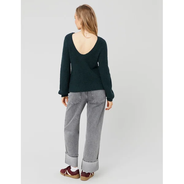 Pull dos nu premium Vert sapin