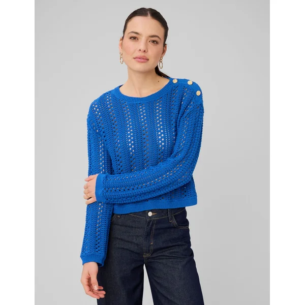 Pull en crochet Bleu foncé