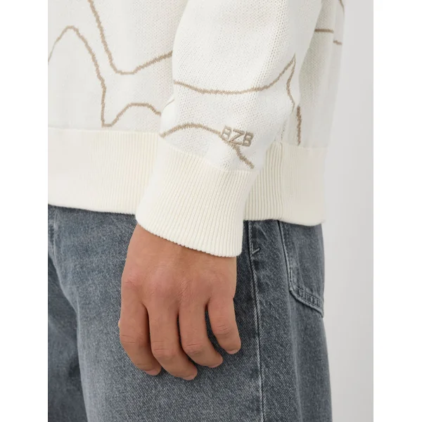 Pull jacquard fleurs Naturel