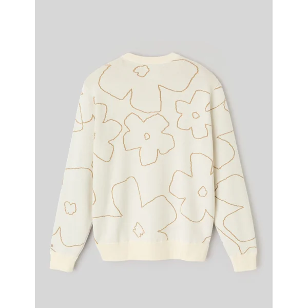 Pull jacquard fleurs Naturel