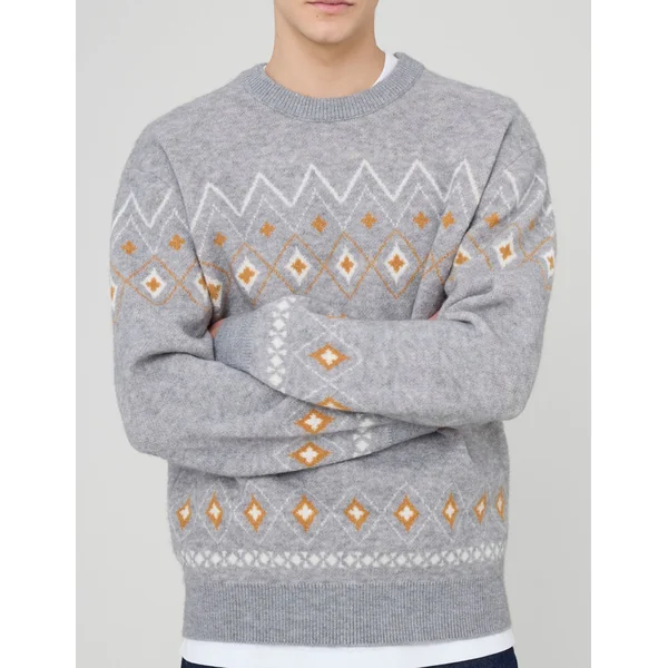 Pull jacquard Gris