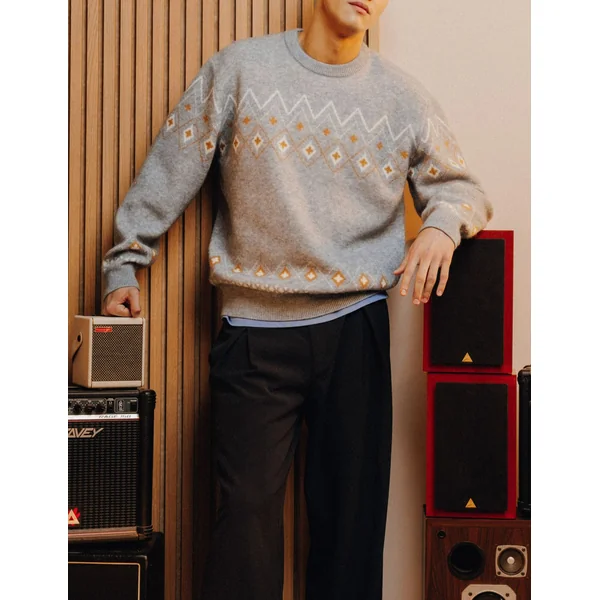 Pull jacquard Gris
