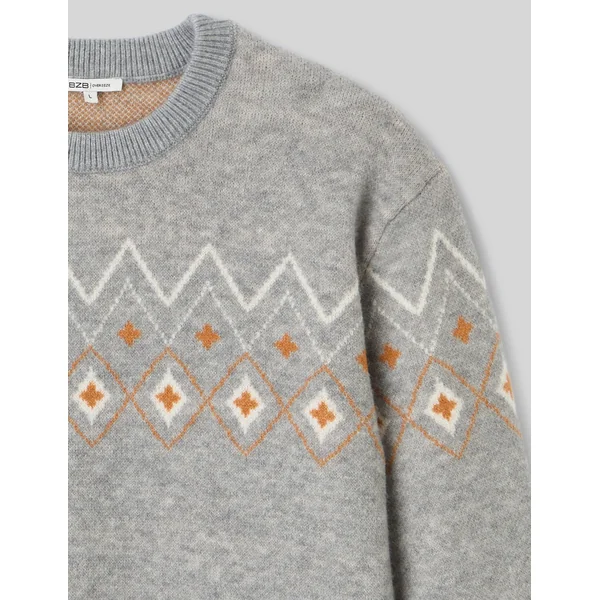 Pull jacquard Gris