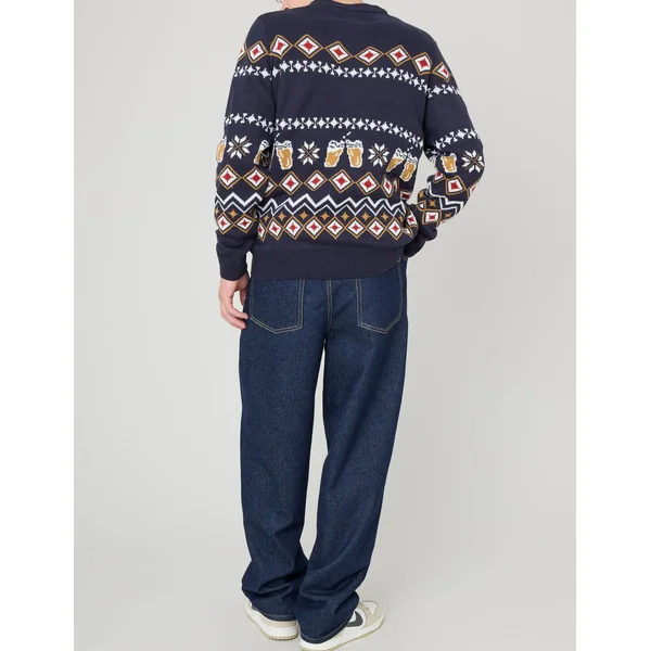 Pull jacquard Noël Bleu foncé