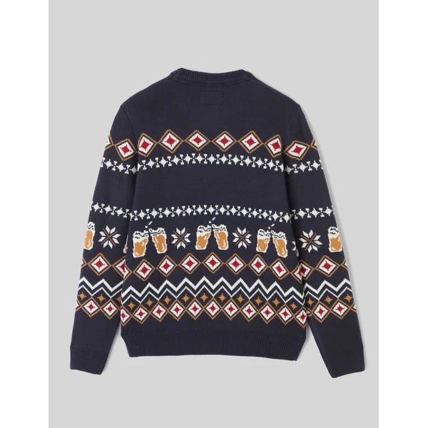 Pull jacquard Noël Bleu foncé