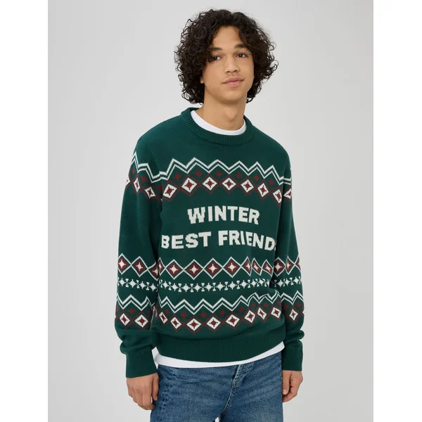 Pull jacquard Vert