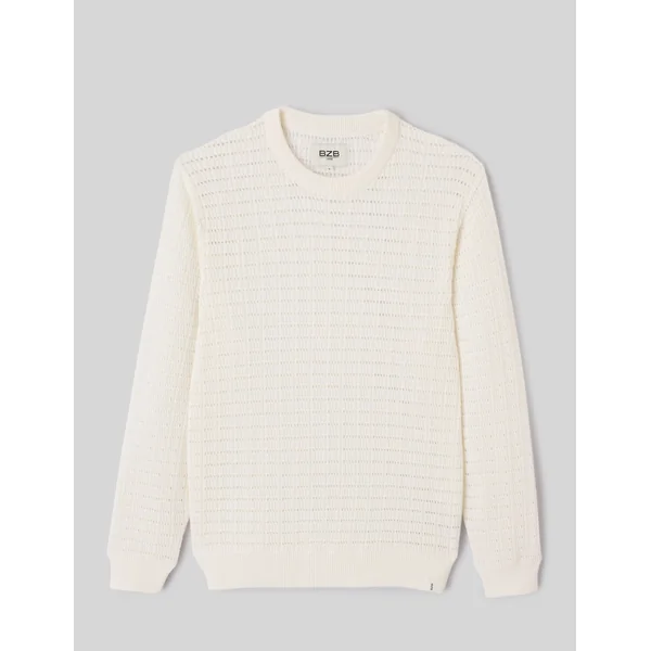 Pull maille fantaisie Blanc écru