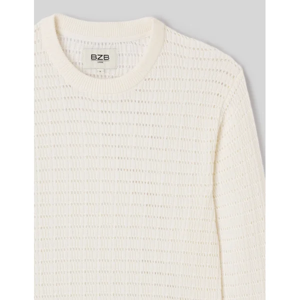 Pull maille fantaisie Blanc écru