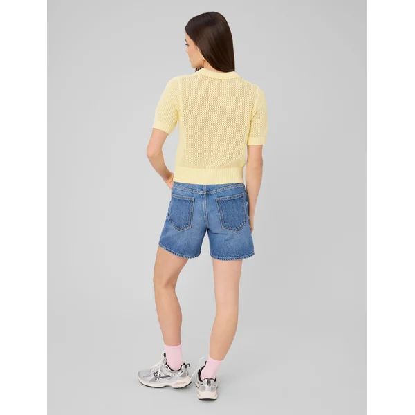 Pull manches courtes en crochet Jaune