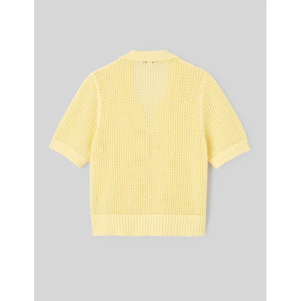 Pull manches courtes en crochet Jaune