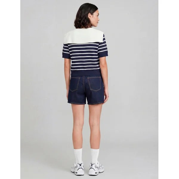 Pull marinière avec col vareuse Bleu foncé