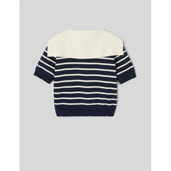 Pull marinière avec col vareuse Bleu foncé