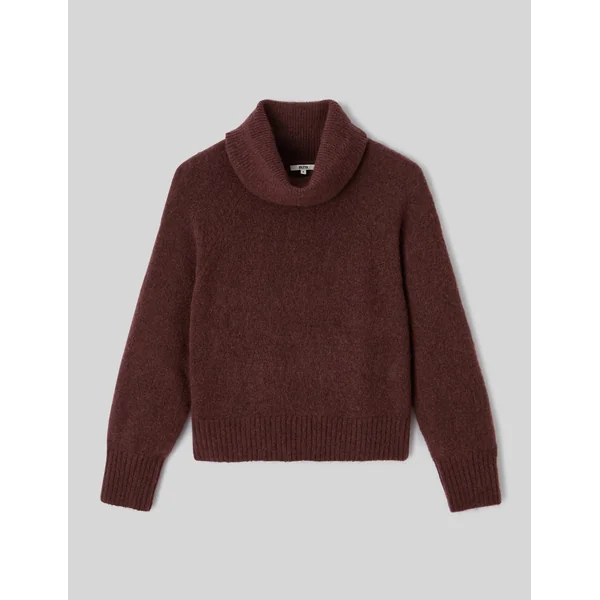 Pull maxi col roulé premium Marron