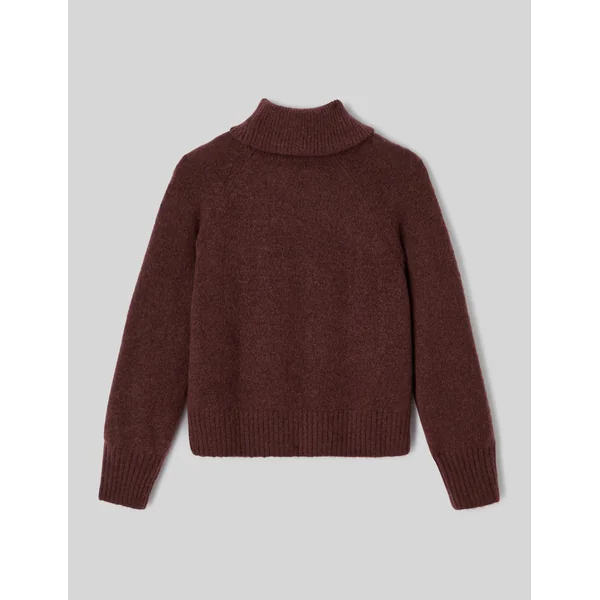 Pull maxi col roulé premium Marron
