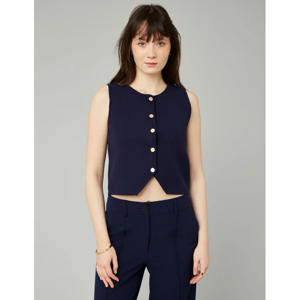 Pull milano boutonné Bleu foncé