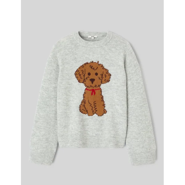 Pull motif chien Gris clair