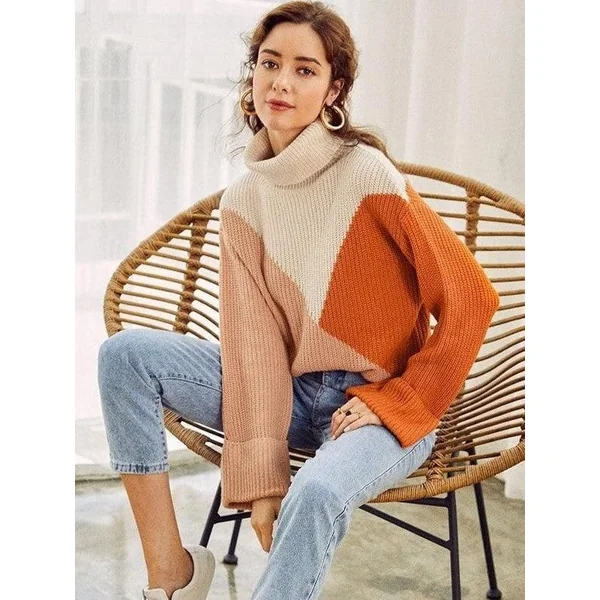 Pull-Over Boho Automne Col Roulé