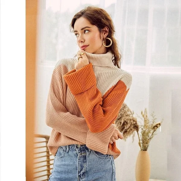 Pull-Over Boho Automne Col Roulé