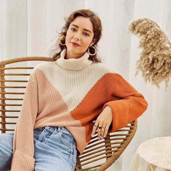 Pull-Over Boho Automne Col Roulé