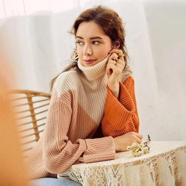 Pull-Over Boho Automne Col Roulé