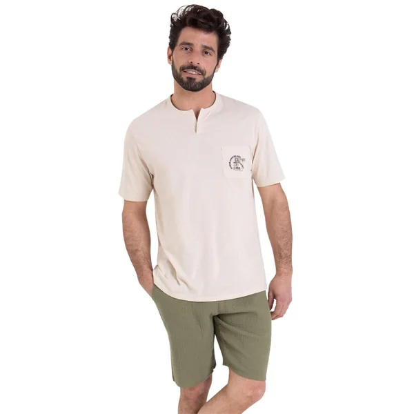Pyjama court col rabat homme Easy coton Athena multicolore Athéna