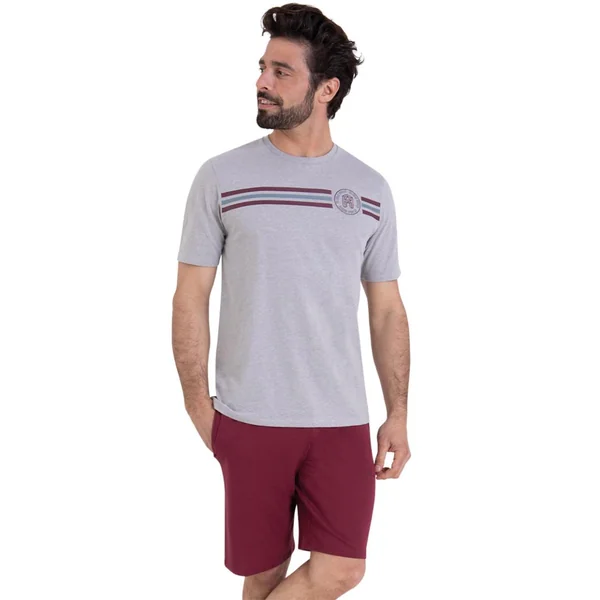 Pyjama court col rond homme Sport Athena multicolore en coton Athéna