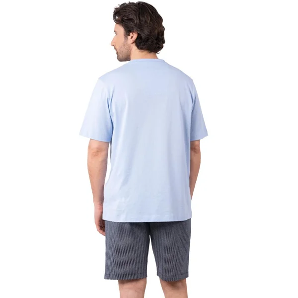 Pyjama court col V homme Business Eminence bleu en coton Eminence