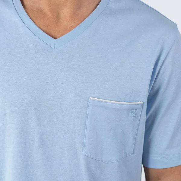 Pyjama court col V homme Business Eminence bleu en coton Eminence