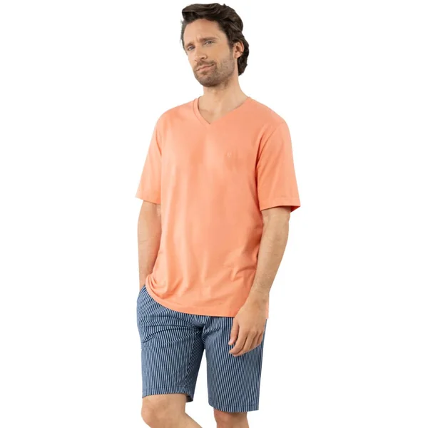 Pyjama court col V homme coton Bio Eminence multicolore Eminence