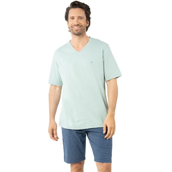 Pyjama Court homme Coton Bio Eminence bleu Eminence
