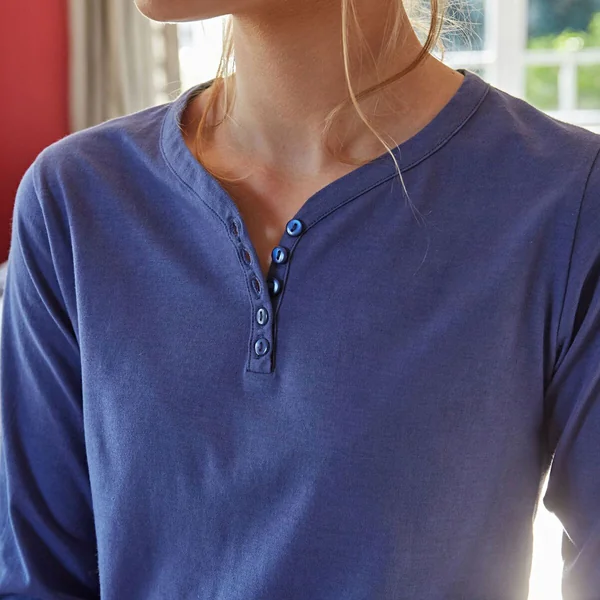 Pyjama femme en coton motif hirondelles EVASIO HIRON - bleu Becquet