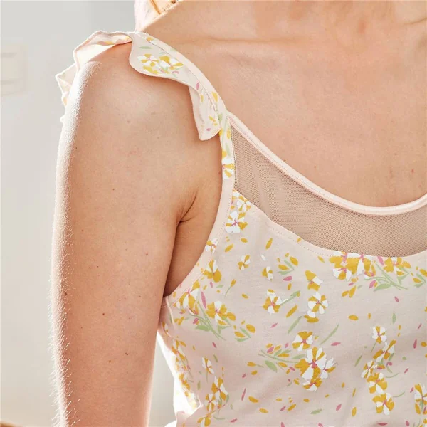 Pyjama short femme ROANPYJ micromotif floral - blanc Becquet